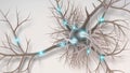 Digital Illustration of Neuron with Glowing Synapses â AI content Royalty Free Stock Photo