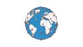 Global communication network illustration with interconnected nodes over world map highlighting international connectivity and Royalty Free Stock Photo