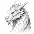 Detailed Dragon Head Portrait Drawing In Fantasy Style Royalty Free Stock Photo