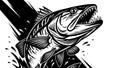 Black and White Illustration of Fierce Fish Royalty Free Stock Photo