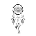 Detailed dreamcatcher with ornament on a white background.