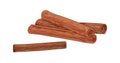 Detailed dry cinnamon sticks. Sweet aromatic winter spice of cinamon. Colored hand-drawn vector illustration of cinammon Royalty Free Stock Photo