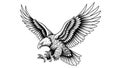 Bold Eagle Tattoo Illustration Full Body on White Background Royalty Free Stock Photo
