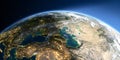 Detailed Earth. Europe. Caucasus and the Caspian Sea