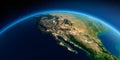 Detailed Earth. Gulf of California, Mexico and the western U.S. states Royalty Free Stock Photo