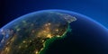 Detailed Earth at night. Central America. East Coast of Brazil Royalty Free Stock Photo