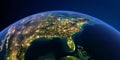 Detailed Earth at night. North America. USA. Gulf of Mexico and Florida Royalty Free Stock Photo