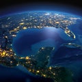 Detailed Earth. North America. Gulf of Mexico on a moonlit night Royalty Free Stock Photo