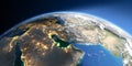 Detailed Earth. Persian Gulf countries Royalty Free Stock Photo