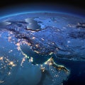 Detailed Earth. Persian Gulf on a moonlit night Royalty Free Stock Photo