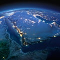 Detailed Earth. Saudi Arabia on a moonlit night