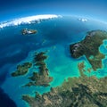 Detailed Earth. United Kingdom and the North Sea