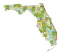 Detailed editable political map with separated layers. Florida