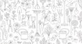 Garden Tools and Floral Elements Seamless Pattern Royalty Free Stock Photo
