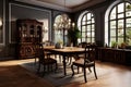 detailed empty dining room a hyper realistic dining room with in Royalty Free Stock Photo