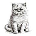 Detailed Engraving Style Cartoon Image Of Persian Cat