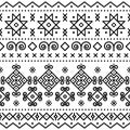 Traditional folk art vector seamless pattern inspired by an old painted houses in Cicmany, Slovakia, retro design with tribal geom