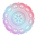 Detailed ethnic multicolored mandala on white background