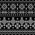 Traditional folk art vector seamless pattern inspired by an old painted houses in Cicmany, Slovakia, retro design with tribal geom