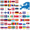 Detailed European flags and ma
