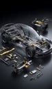 Detailed exploded view of a modern sports cars internal components.jpeg Royalty Free Stock Photo