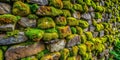 A Detailed Exploration of a Textured MossCovered Stone Wall An Abstract Background for Design Projects and Artistic Royalty Free Stock Photo