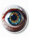 Detailed Eyeball with Intricate Blue Iris and Red Veins Isolated Royalty Free Stock Photo