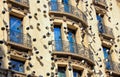 Detailed facade with 1000 ceramic eye balls on the wall, by artist Frederic Amat. Ohla Hotel in Barcelona