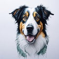 detailed face portrait of border collie dog painting Royalty Free Stock Photo