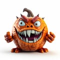 Detailed Fantasy Art: Cartoon Pumpkin With Large Teeth