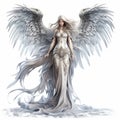 Detailed Fantasy Art: The Dignified White Angel With Wings