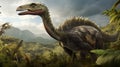 Detailed Feather Rendering Of Therizinosaurus With Scorpion Tail