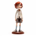 Detailed Figurine Of Cartoon Girl With Red Hair And Blue Shirt Royalty Free Stock Photo