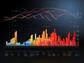 Detailed Financial Graphs and Charts Displaying Varied Data Trends and Patterns. Generative AI Royalty Free Stock Photo