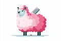 Detailed Flat Design Vector Illustration of a Sheep Being Sheared A CloseUp View of the Shearing Process Royalty Free Stock Photo