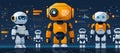 Flat Vector Illustration of Robot Evolution and Development Royalty Free Stock Photo