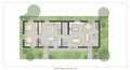 A detailed floor plan of a villa features a rectangular layout with well-defined spaces. Royalty Free Stock Photo