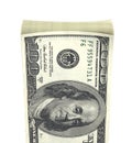 Detailed fluffy stack of money american hundred dollar bills isolated on white background 3d