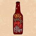 Detailed font or type lettering on glassware cold beer bottle