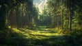 Detailed forest clearing with balanced highlights and shadows in Hdr style. Royalty Free Stock Photo