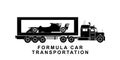 Detailed formula car transporting truck illustration Royalty Free Stock Photo