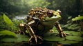 Detailed and futuristic mechanical frog