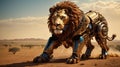 Detailed and futuristic mechanical lion