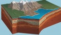 Detailed geological illustration of the Earth's layers Royalty Free Stock Photo