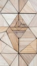 Detailed Geometric Triangle Wood Pattern Art in Natural Color and Light Royalty Free Stock Photo