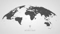 Detailed global world map, with borders and names of countries, seas and oceans, vector illustration Royalty Free Stock Photo