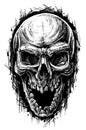 Detailed Graphic Human Skull Trash Polka Line Art