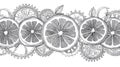 Steampunk Orange Vector Slices with Gears, Black and White Royalty Free Stock Photo