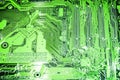 Detailed green complicated computer mainboard