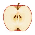 Detailed Half Apple Slice with Seeds and Juicy Texture on White Background Royalty Free Stock Photo